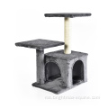 Jualan Besar Hanya 5.78 Dolar Grey Plush Kitten Wooden Houses Cat Climbing Scratching Post
